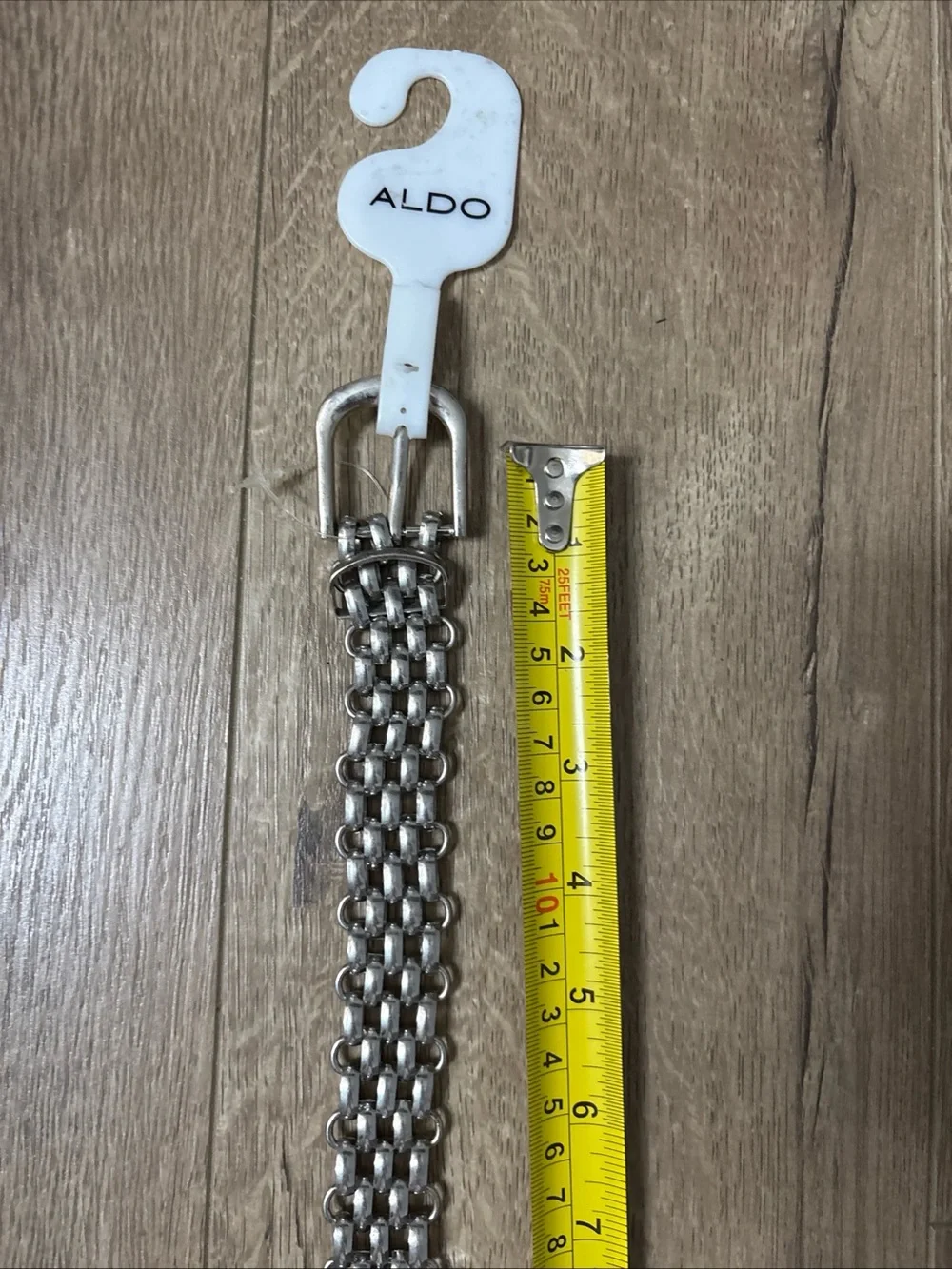 NWT Aldo Belt Metal Womens Adjustable Silver Tone Unique Beautiful Style Size L